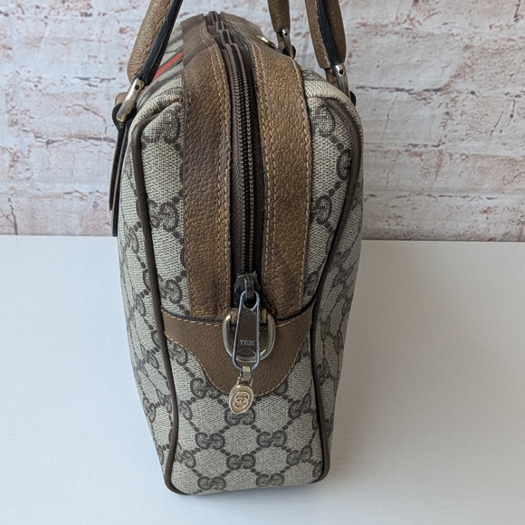 Gucci Beige and Green Satchel Bag - Picture 6 of 16